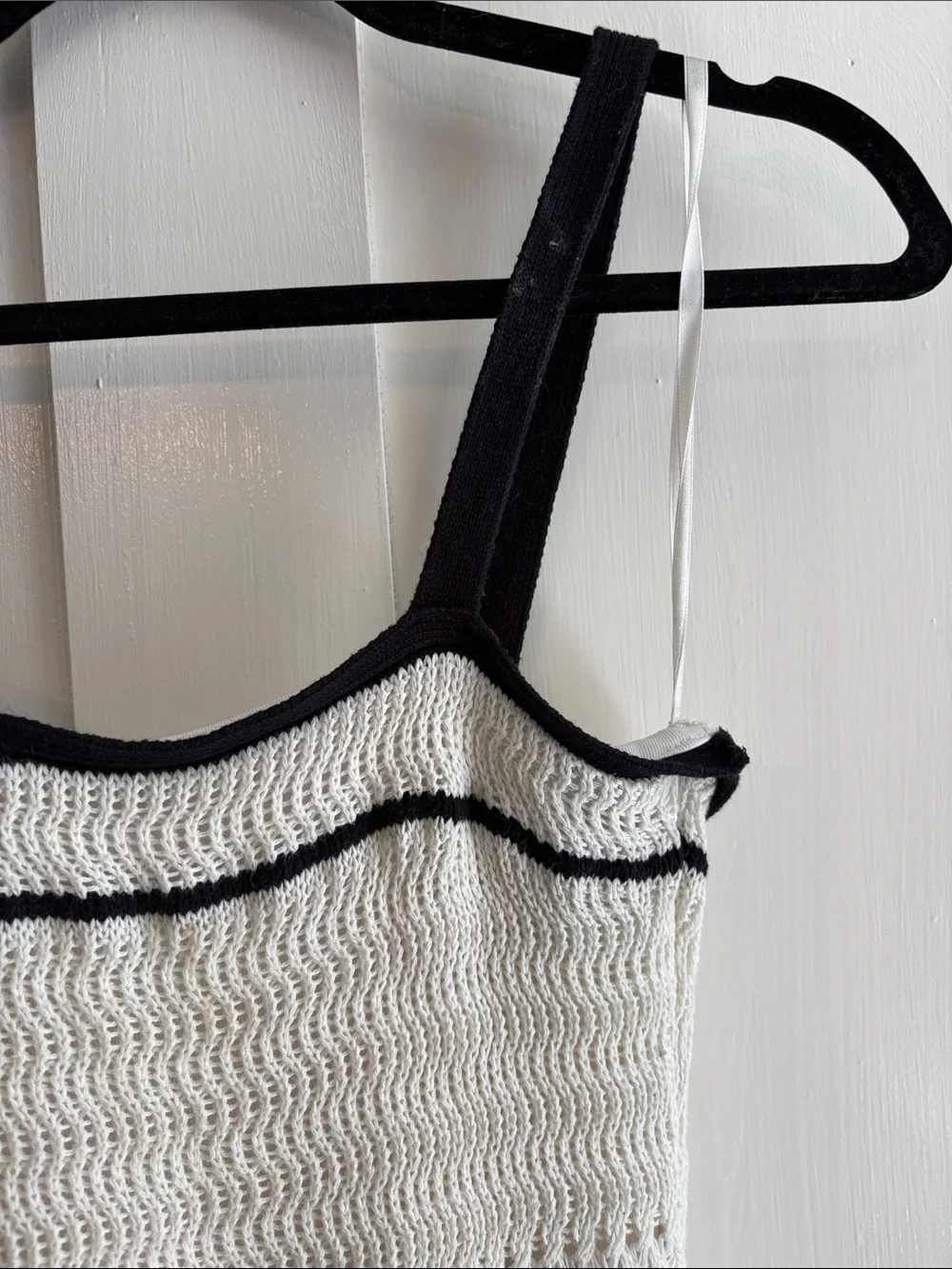 Abercrombie & Fitch Cream Crochet Maxi Dress with Black Trim